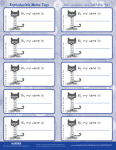 Pete the Cat and His Four Groovy Buttons: Name Tags